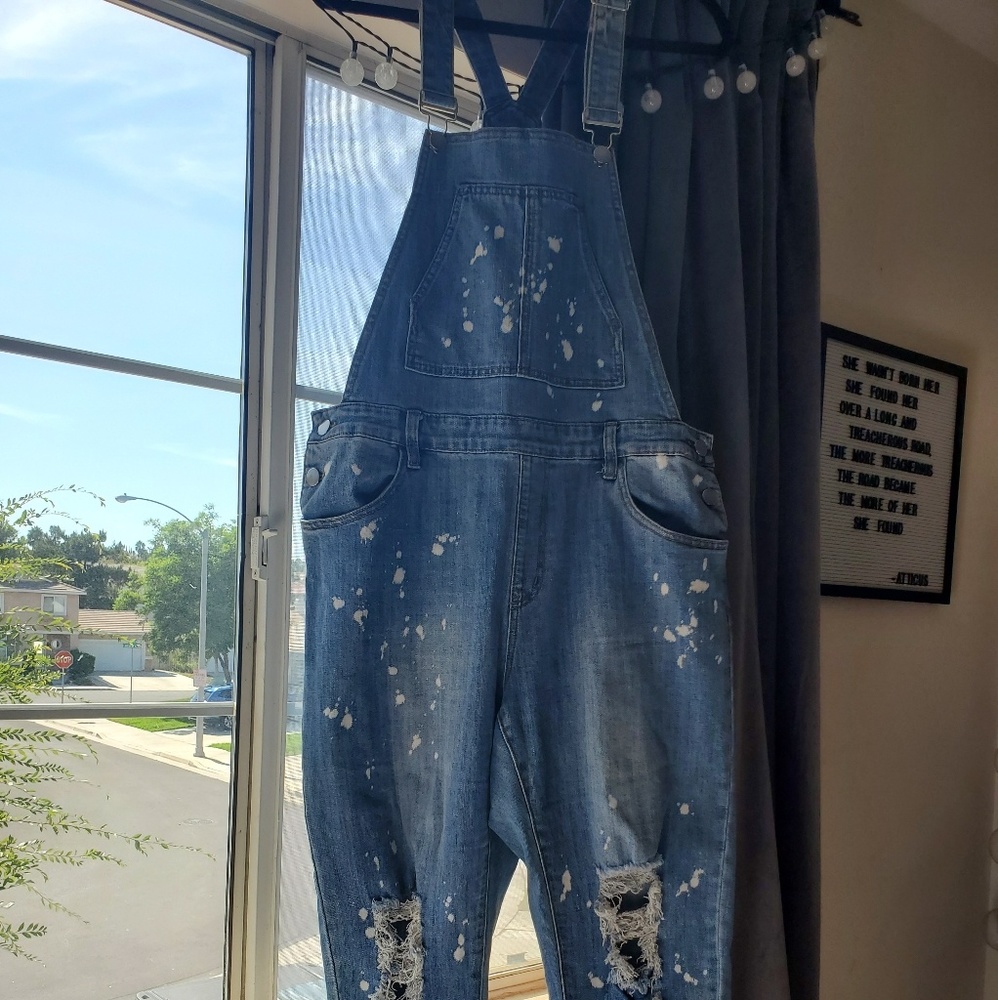 Plus size denim over alls